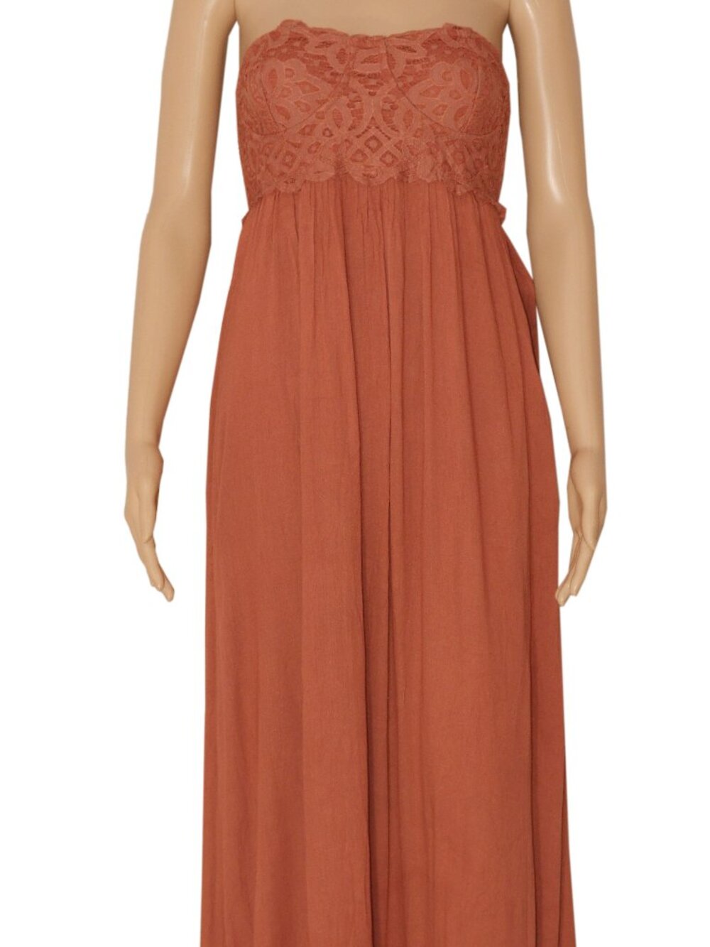 Free People Adella Corset Maxi Dress Copper Lace Ruffle Summer S